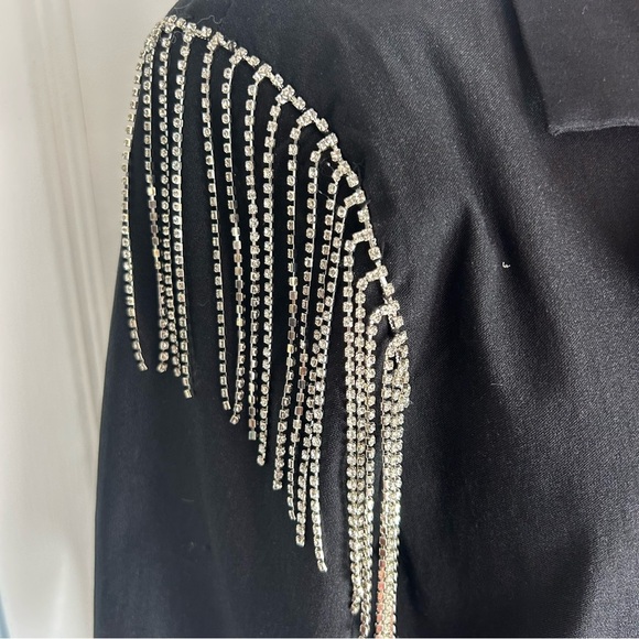 💎Forever 21 Black Blazer with Silver Embellishments Large Ladies - Picture 8 of 10